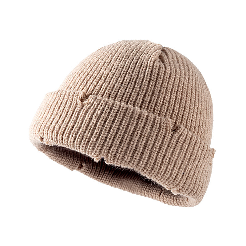 Wholesale Unisex Fashion Cropped Frayed Brim Dome Knit