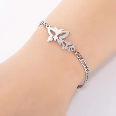 Women Fashion Simple Stainless Steel Butterfly Bracelet