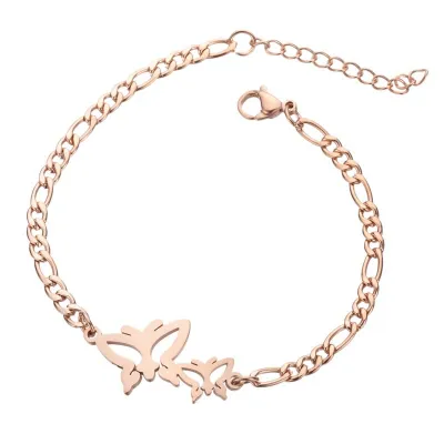 Women Fashion Simple Stainless Steel Butterfly Bracelet