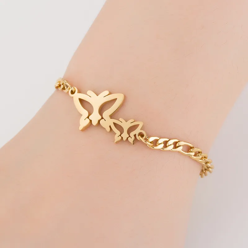 Women Fashion Simple Stainless Steel Butterfly Bracelet