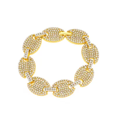 Women Fashion Personality Oval Alloy Diamond Bracelet