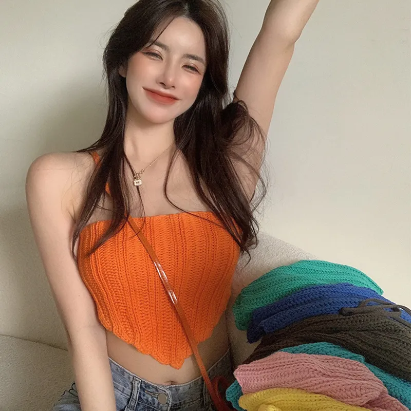 Women Edgy Solid Color Summer Backless Tube Top