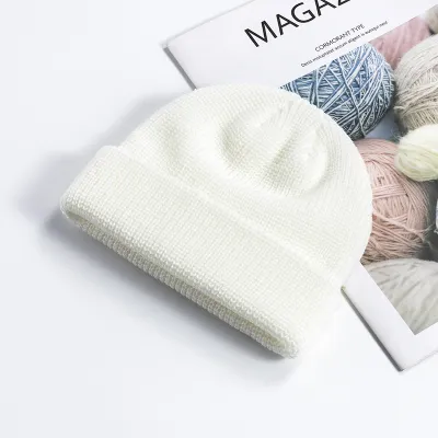 Unisex Sleek Cuffed Brim Knit Monochrome Warm Hat