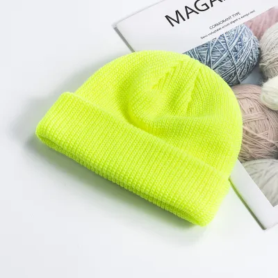 Unisex Sleek Cuffed Brim Knit Monochrome Warm Hat