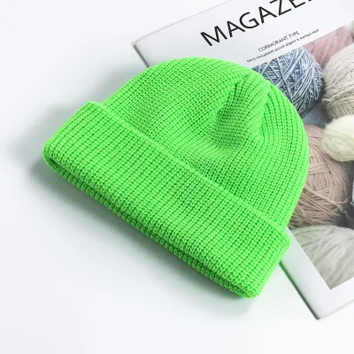 Unisex Sleek Cuffed Brim Knit Monochrome Warm Hat