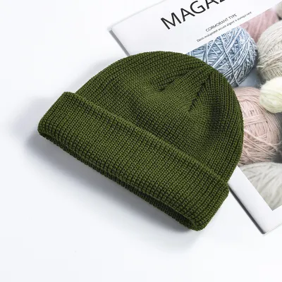 Unisex Sleek Cuffed Brim Knit Monochrome Warm Hat