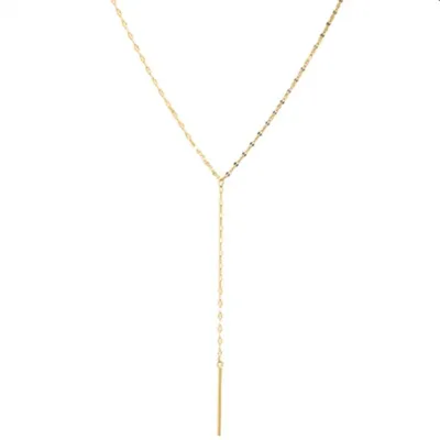 Women's 925 Sterling Silver Gold Tassel Geometric Clavicle Chain Necklace