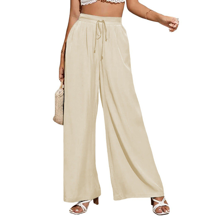 パンツ THERE D THREAD S thread pants long Women High Waist Loose Drawstring Hollow Out Straight Wide