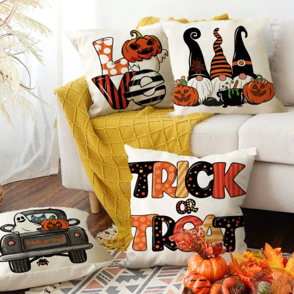 Halloween Pumpkin Print Pillow Cover Festive Home Pillow Cushion Cover