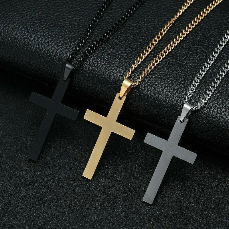 Fashion Simple Glossy Unisex Alloy Cross Pendant Necklace
