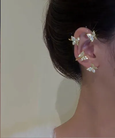 Women Fashion Simple Butterfly Metal Stud Earrings