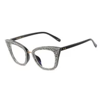 Women Fashion Cat Eye Diamond Frame Blue Light Blocking Sunglasses