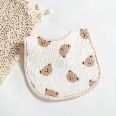 Baby U Bib Cute Graphic Print Gauze Bibs for Unisex Kids Accessories with Animals, Floral, Polka Dots Patterns