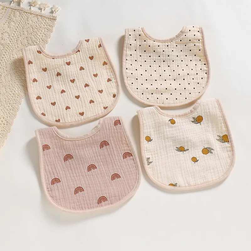 Baby U Bib Cute Graphic Print Gauze Bibs for Unisex Kids Accessories with Animals, Floral, Polka Dots Patterns