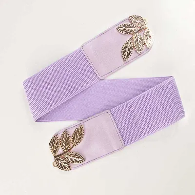 Women's Fashion Alloy Leaf Buckle Matching Belt