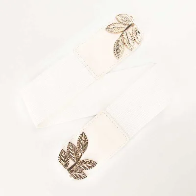 Women's Fashion Alloy Leaf Buckle Matching Belt