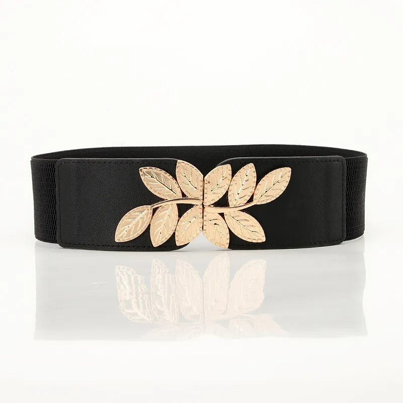 Women's Fashion Alloy Leaf Buckle Matching Belt
