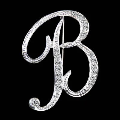 Women Fashion Simple 26 Alphabet English Letter Alloy Diamond Brooch