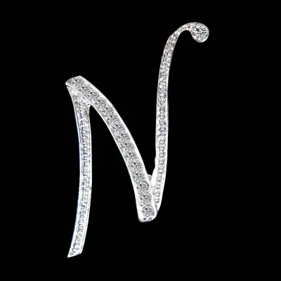 Women Fashion Simple 26 Alphabet English Letter Alloy Diamond Brooch