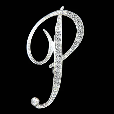 Women Fashion Simple 26 Alphabet English Letter Alloy Diamond Brooch
