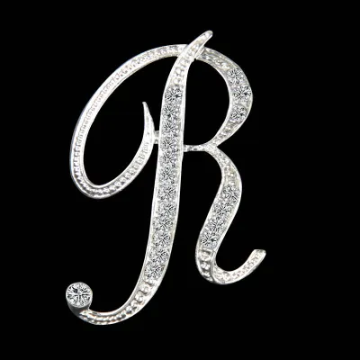 Women Fashion Simple 26 Alphabet English Letter Alloy Diamond Brooch