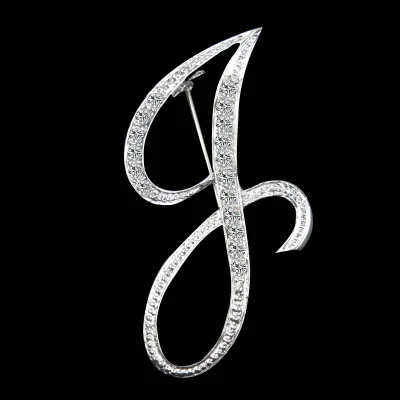 Women Fashion Simple 26 Alphabet English Letter Alloy Diamond Brooch