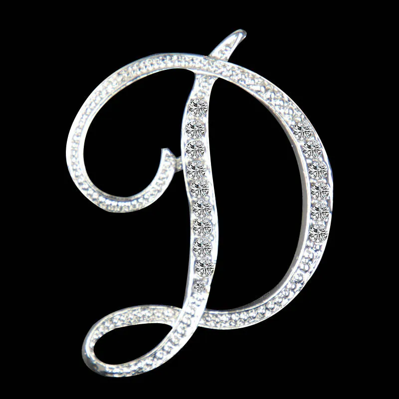 Women Fashion Simple 26 Alphabet English Letter Alloy Diamond Brooch