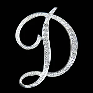 Women Fashion Simple 26 Alphabet English Letter Alloy Diamond Brooch