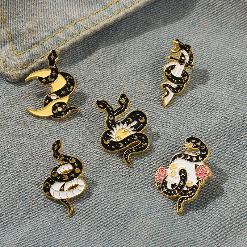 Fashion Exaggerated Snake Head Moon Sun Swordsman Alloy Brooch
