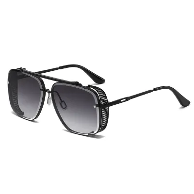 Fashion Double Bridge Metal Square Frame Sunglasses