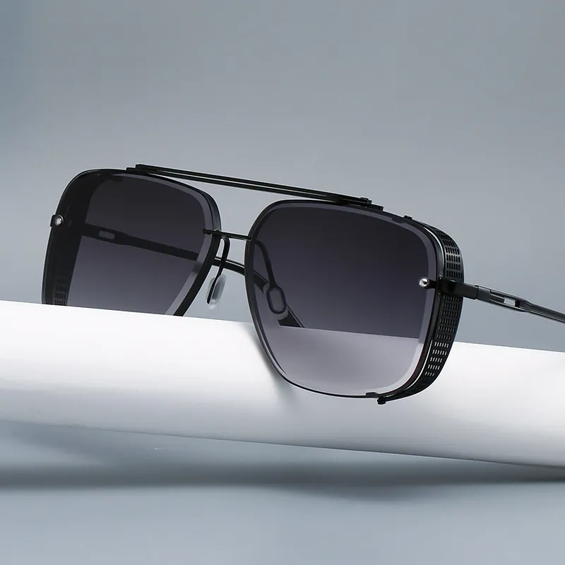 Fashion Double Bridge Metal Square Frame Sunglasses