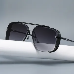 Fashion Double Bridge Metal Square Frame Sunglasses
