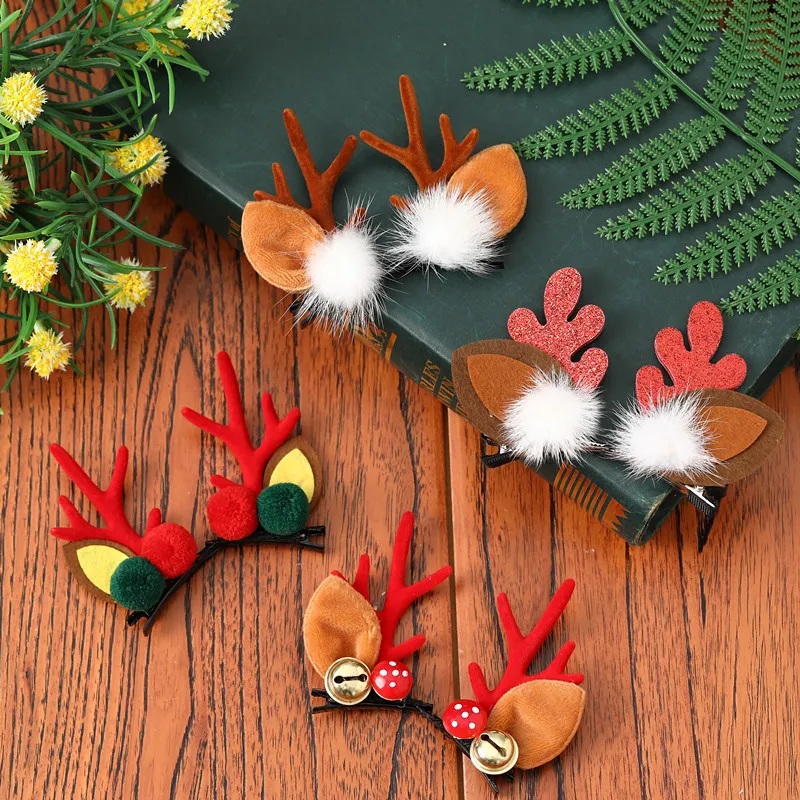 Kids Christmas Cute Elk Antler Hairpin Hair Accessories for Party