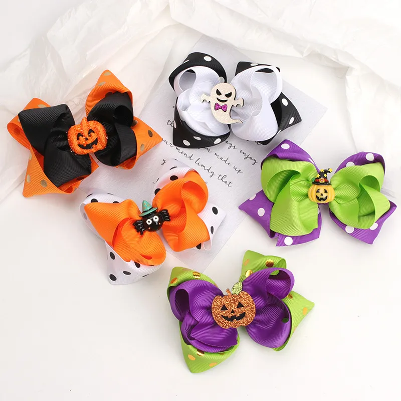 Kids Halloween Bow Pumpkin Hair Side Clip Hair Accessories