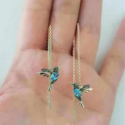 Women Fashion Simple Long Bird Alloy Earrings