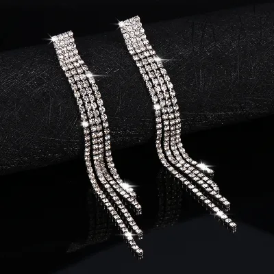Women Rhinestone Micro-Set Zircon S925 Sterling Silver Stud Earrings
