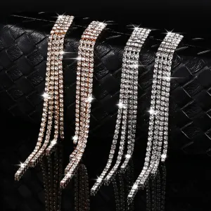 Women Rhinestone Micro-Set Zircon S925 Sterling Silver Stud Earrings