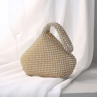 Women Rhinestone Decorative Geometric Evening Bag Shell Type