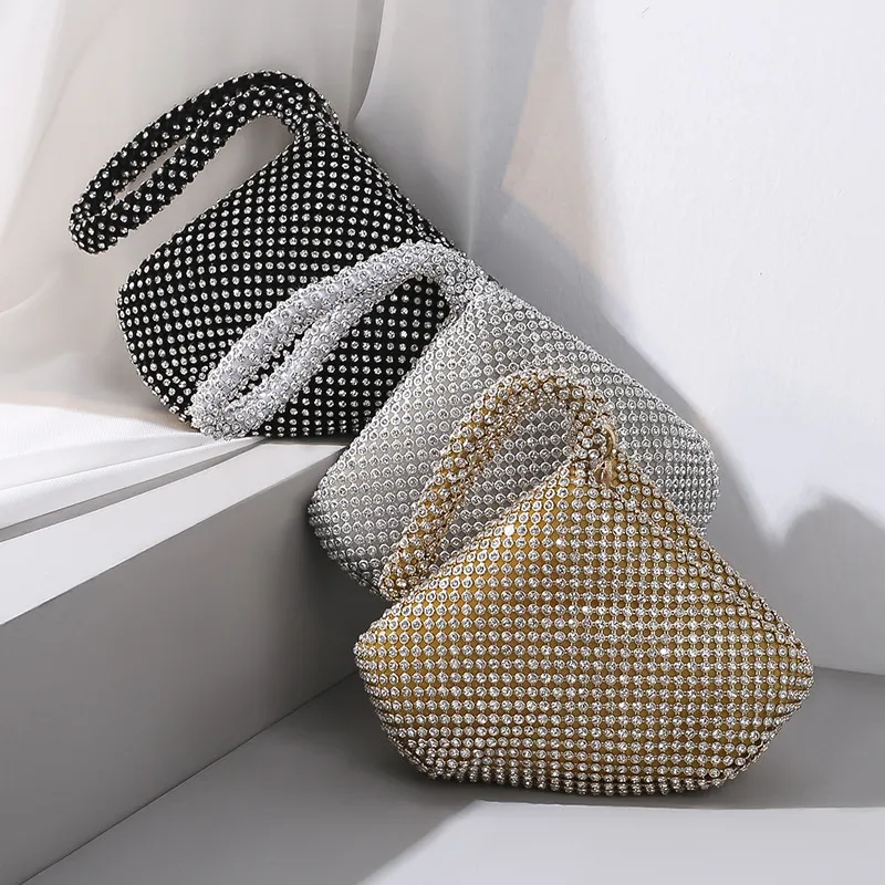 Women Rhinestone Decorative Geometric Evening Bag Shell Type