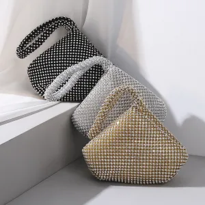 Women Rhinestone Decorative Geometric Evening Bag Shell Type