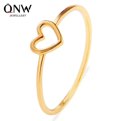 Women Fashion Simple Hollow Heart Shaped Copper Electroplating Ring
