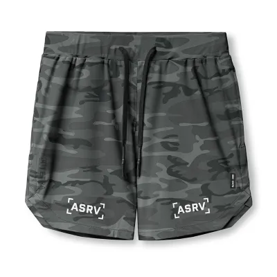 Men Camouflage Letter Print Waterproof Quick Dry Mid Waist Tie Sports Shorts
