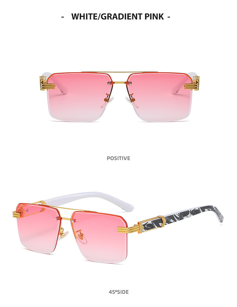 Wholesale Fashion Double Bridge Square Half Frame Diamond Wholesale Fashion Double Bridge Square Half Frame Diamond