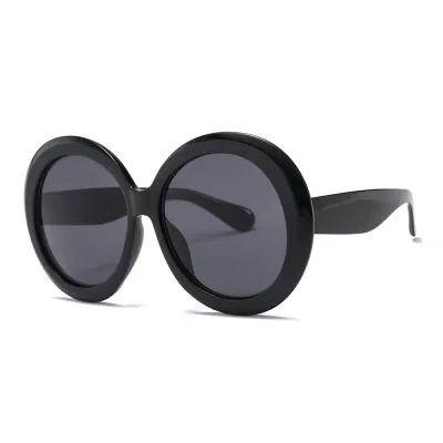 Women Fashion Round Plastic Frame AC Lens Sunglasses