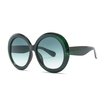 Women Fashion Round Plastic Frame AC Lens Sunglasses