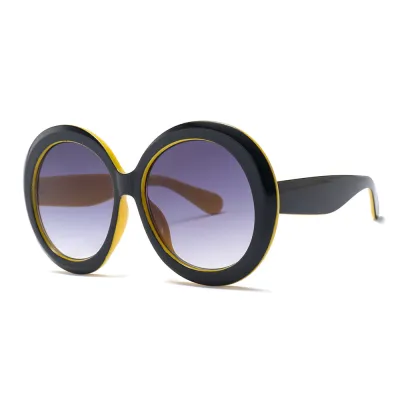 Women Fashion Round Plastic Frame AC Lens Sunglasses