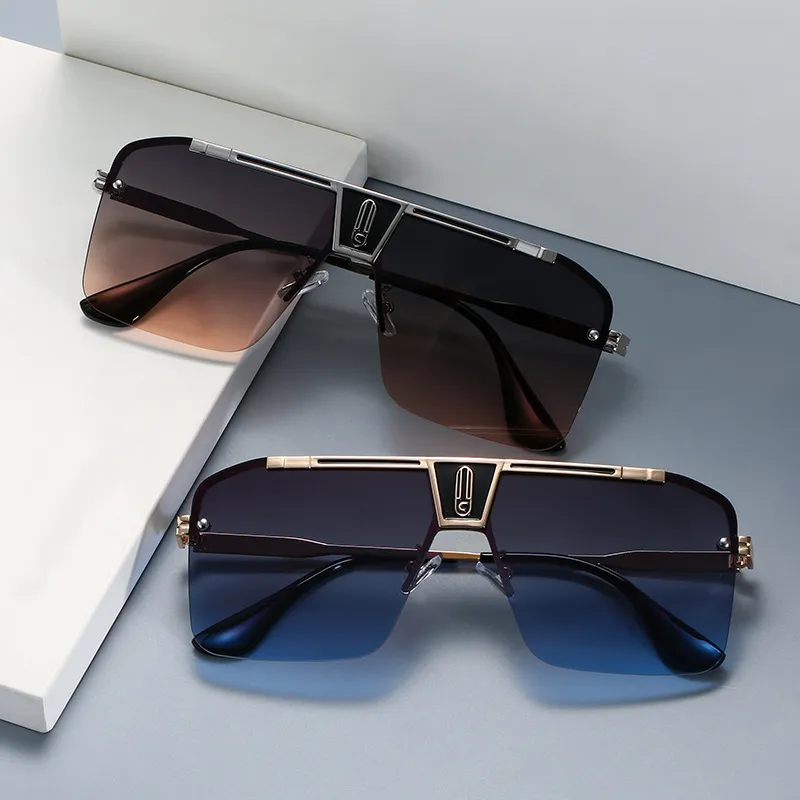 Men Classic Large Square PC Lens Sunglasses
