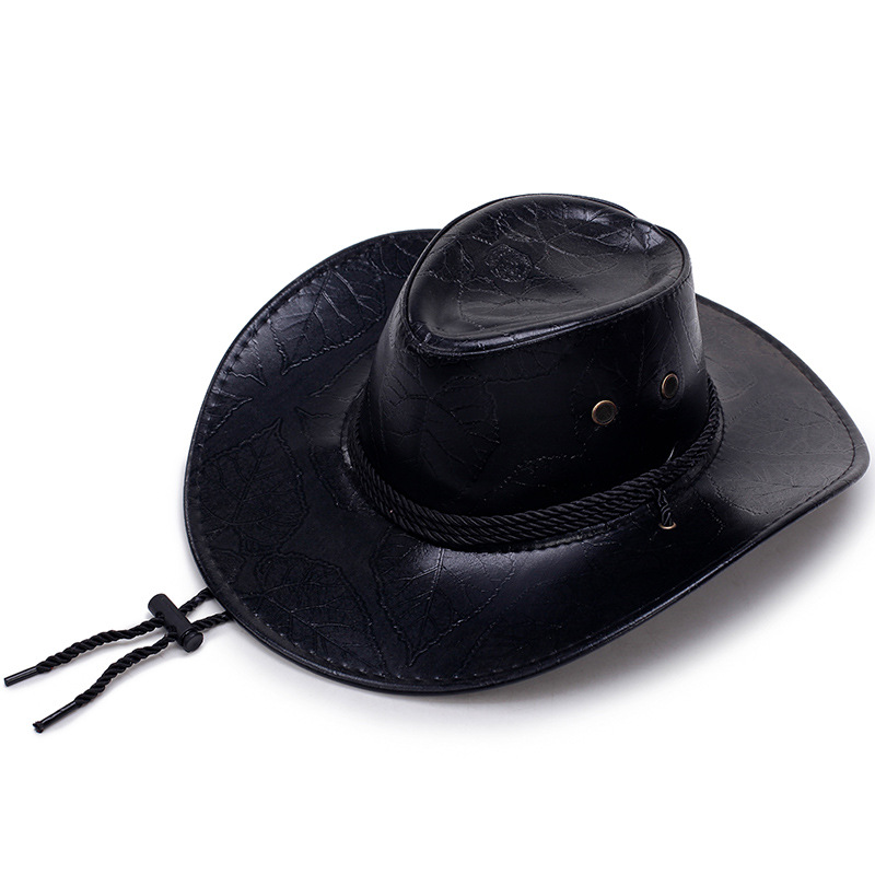 Wholesale Unisex Fashion Outdoor Leather Print Cowboy Hat