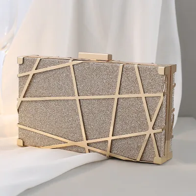 Women Fashion Geometric Pattern Buckle Design Square PU Evening Bag