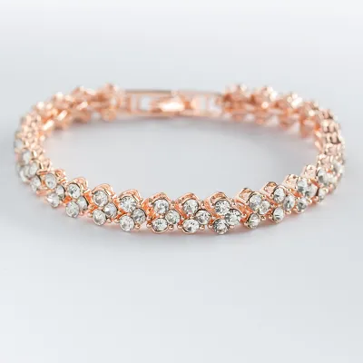 Women Simple Heart-Shaped Crystal Alloy Diamond Bracelet